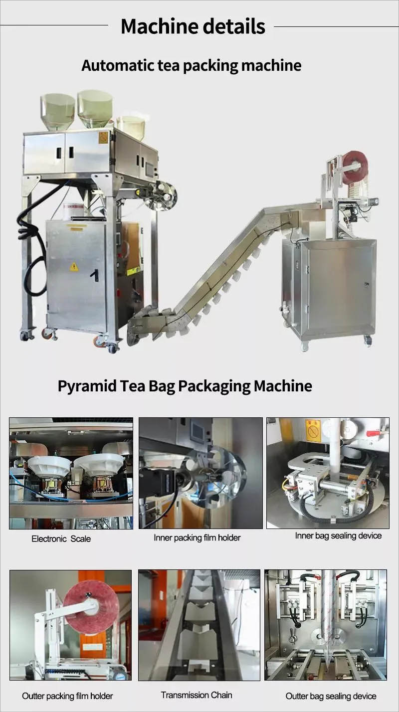 Detalhes da máquina de embalagem de saquinhos de chá triangular